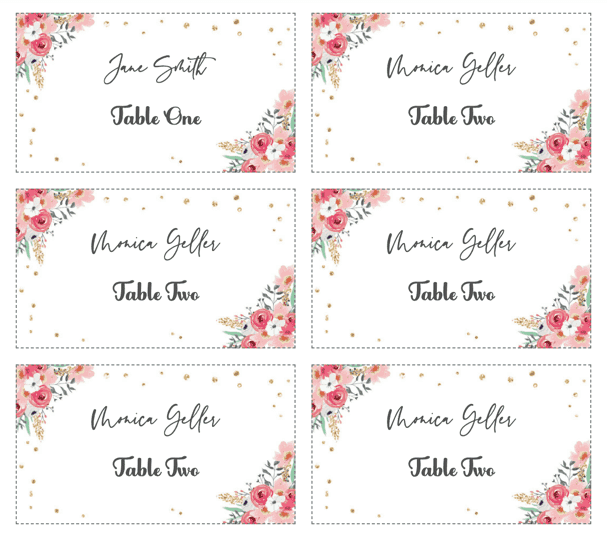 Template for Minimal Wedding Place Cards   | PlaceCard Us. 