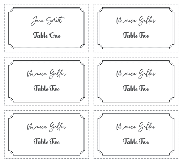 Template for Signature Names Place Cards - Variable Print > Place, Table and Menu Cards | PlaceCard Us. 