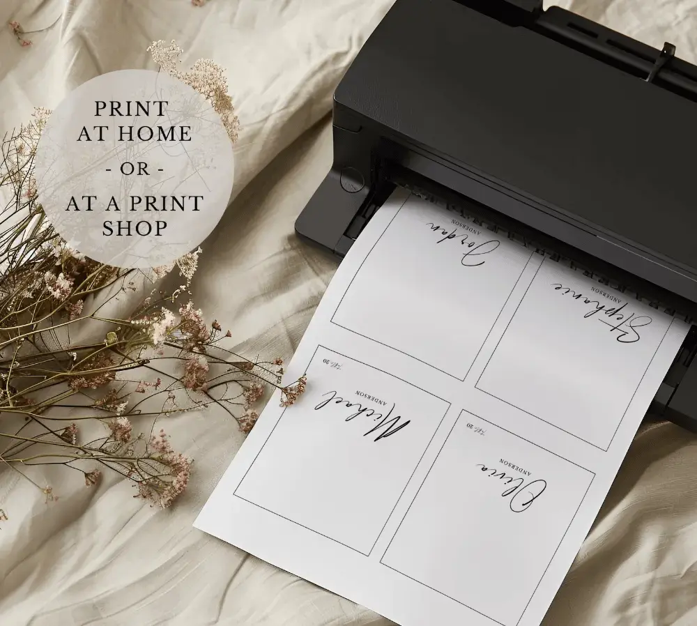 print place cards with cutline