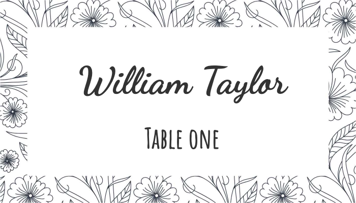 Modern minimalist place card with subtle geometric pattern for William Taylor