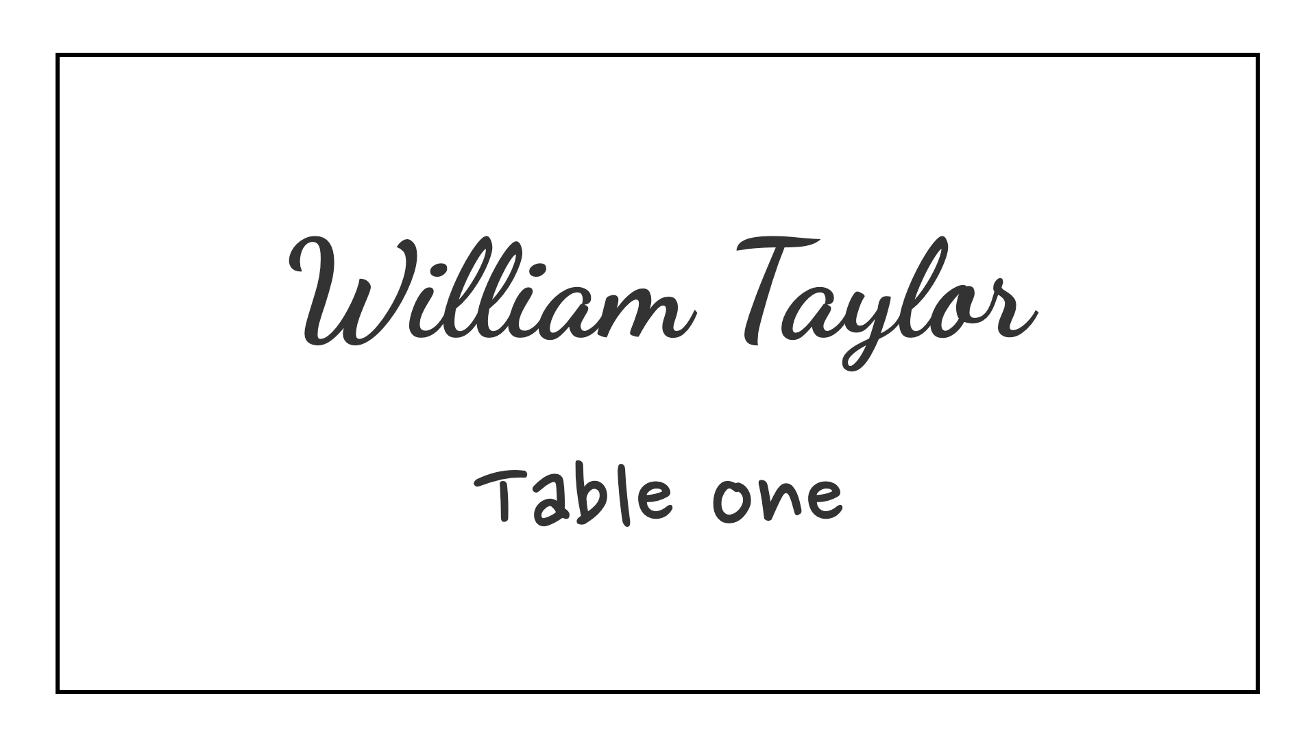 Minimalist place card with subtle marble texture for William Taylor