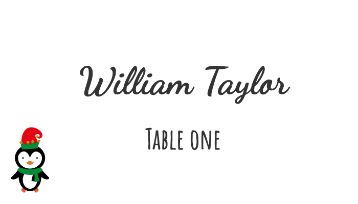 Cute place card with pastel floral design and playful typography for William Taylor