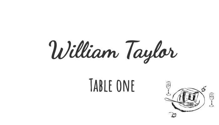 Chic place card with geometric pattern suitable for birthday or dinner for William Taylor