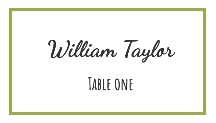 Modern flat design place card with bold geometric pattern for William Taylor