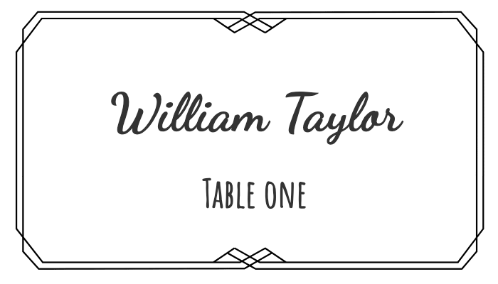 Elegant place card with subtle floral pattern and warm color scheme for William Taylor