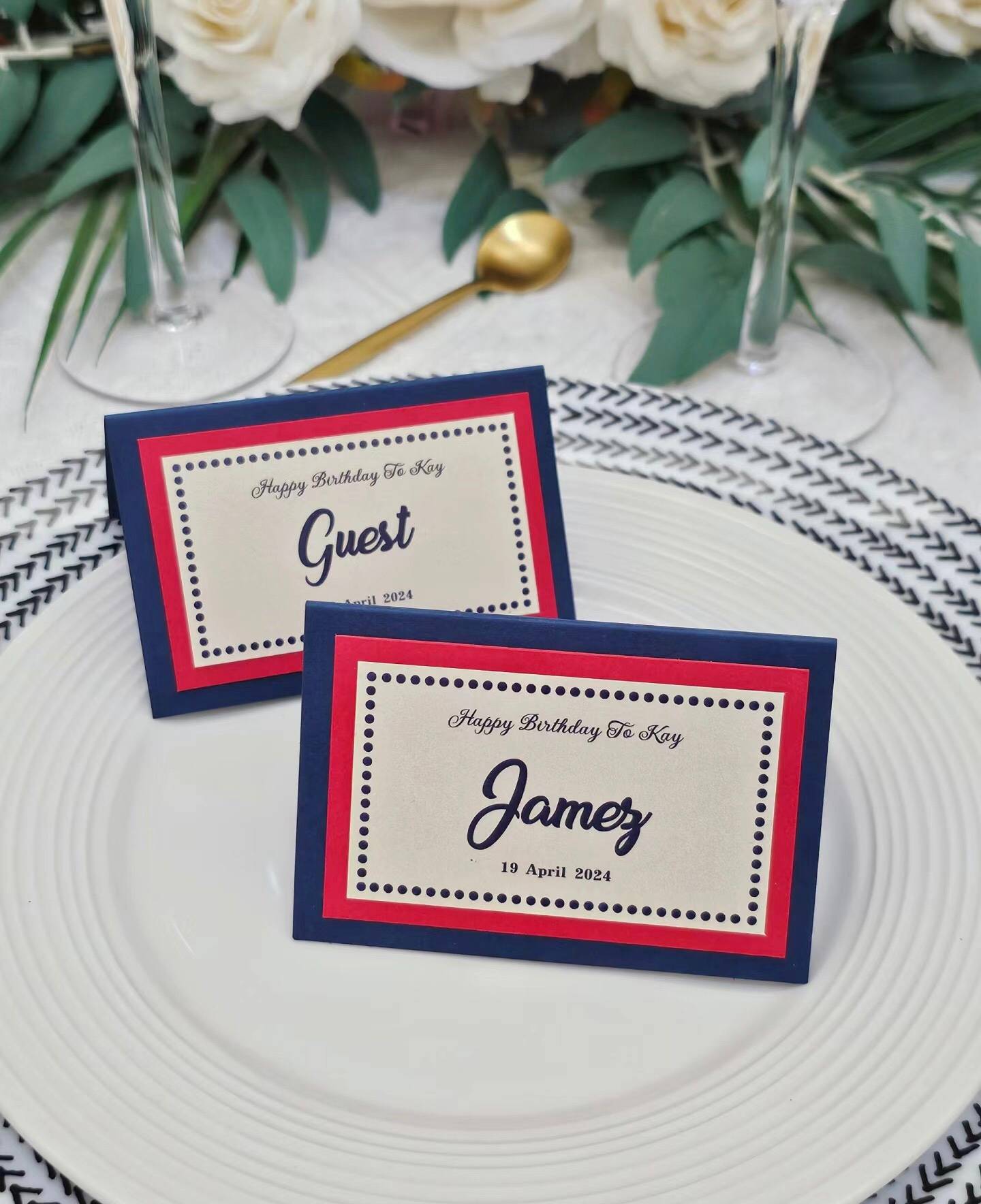 place cards burgundy happy birthday name cards 