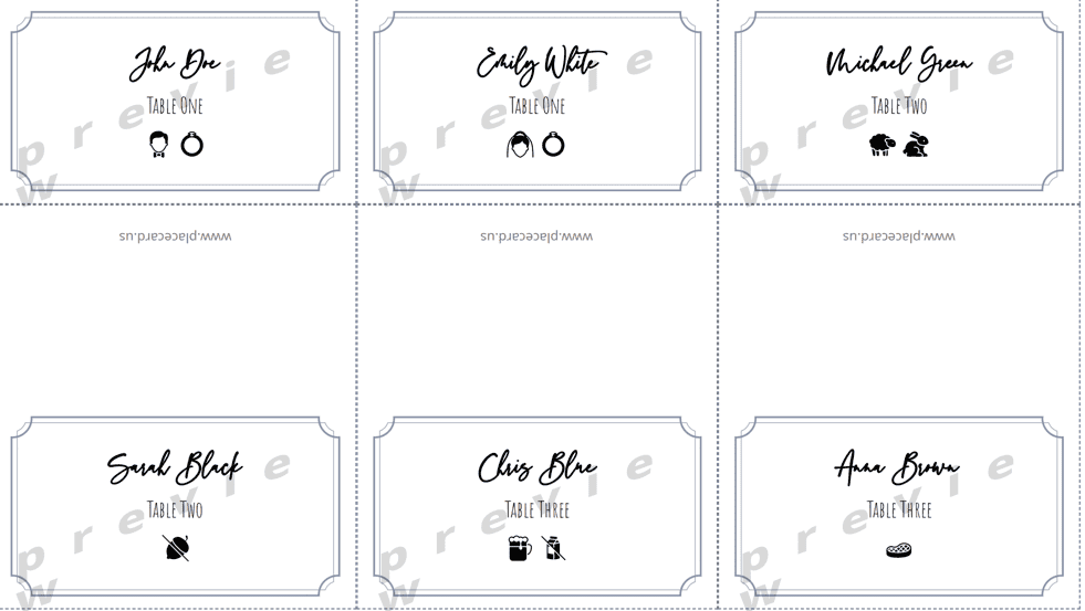 printable place card download