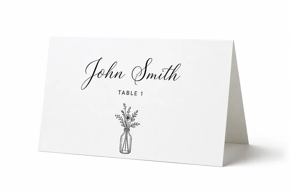 View Birthday Floral Elegant 1 place card template