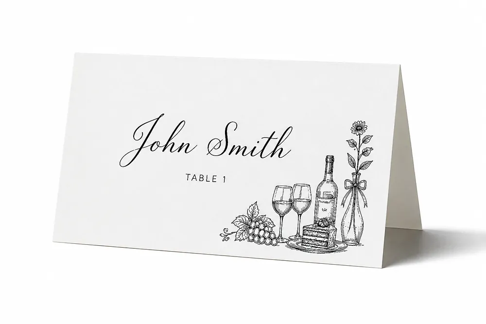View Birthday Floral Elegant 2 place card template