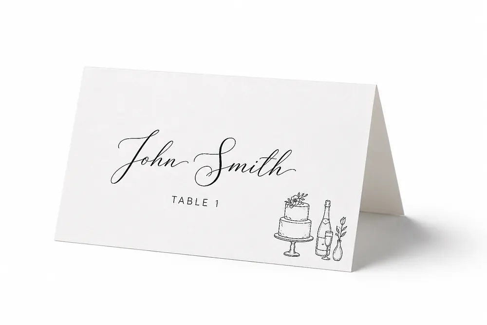 View Birthday Floral Elegant 3 place card template